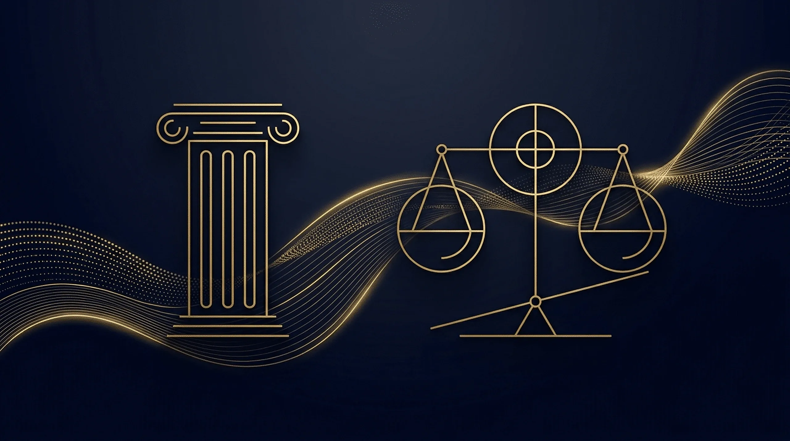 Coluna clássica e balança da justiça representando decisão judicial sobre tributação e INSS de não residentes fiscais